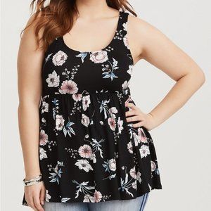 NEW Torrid Black Floral Knit Babydoll Tank
